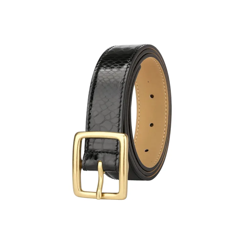 CATELLES Top Grain Cow Leather Leather Belts Women's Black/Red 2.8cm-0