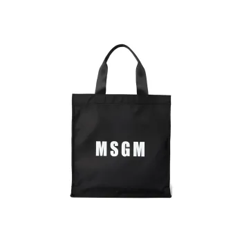 MSGM Nylon Tote Bag, Shopping Bag, Shoulder Bag, Handbag Men's Black