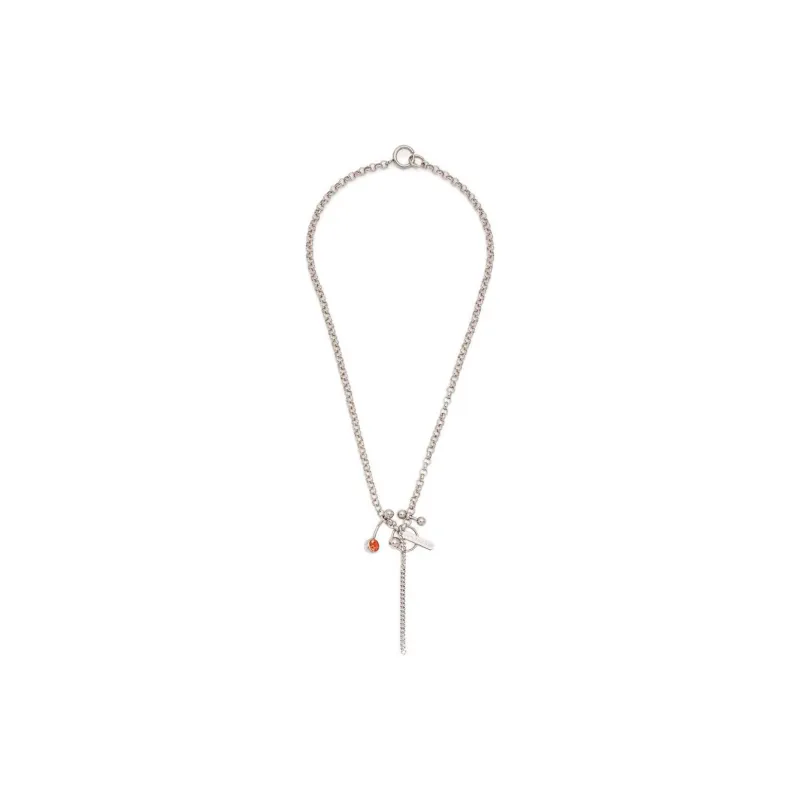 JUSTINE CLENQUET Crystal Brass Palladium-Plated Necklaces Women's Silver-0