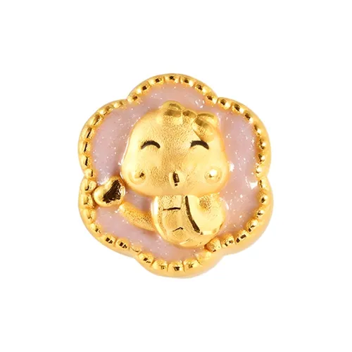 Dong Xiang Hard Gold Enamel Chinese Zodiac Snake # Good Luck Solid Gold 999 Fixed Price Gold Bracelet Women's