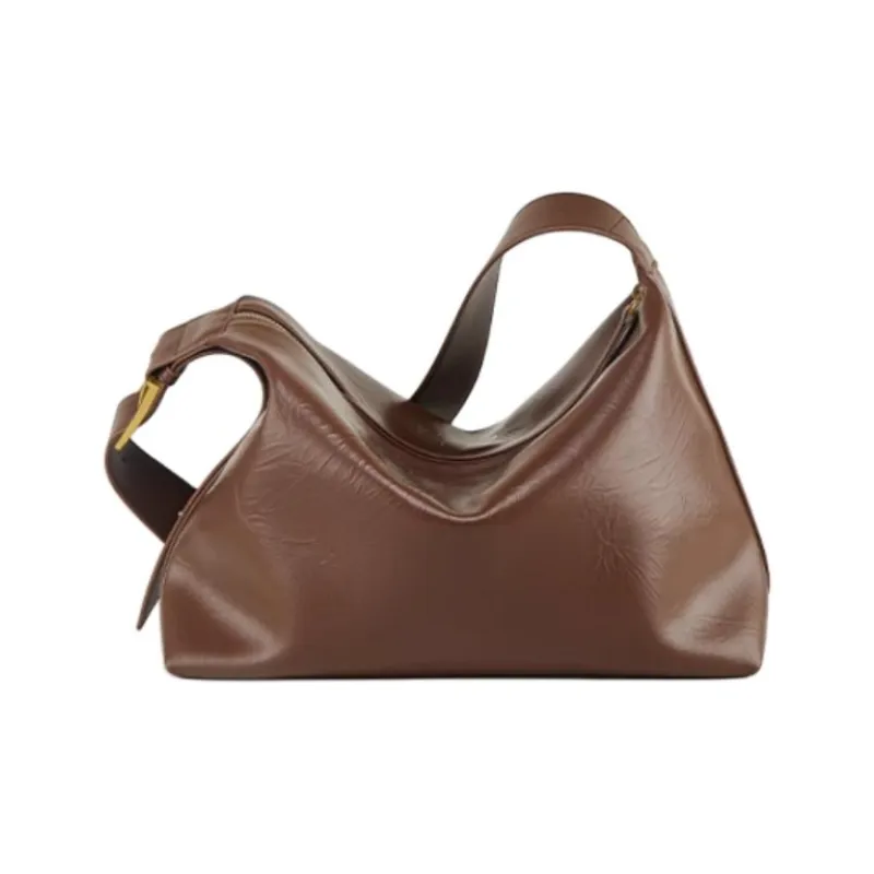 Teenmix Split Cow Leather Crossbody Bag, Shoulder Bag Medium Size Women's Brown/Ultra Black-3