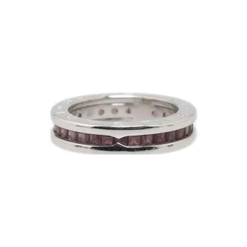 BVLGARI 20th Century 18K White Gold Garnet B.Zero1 1 Band Ring