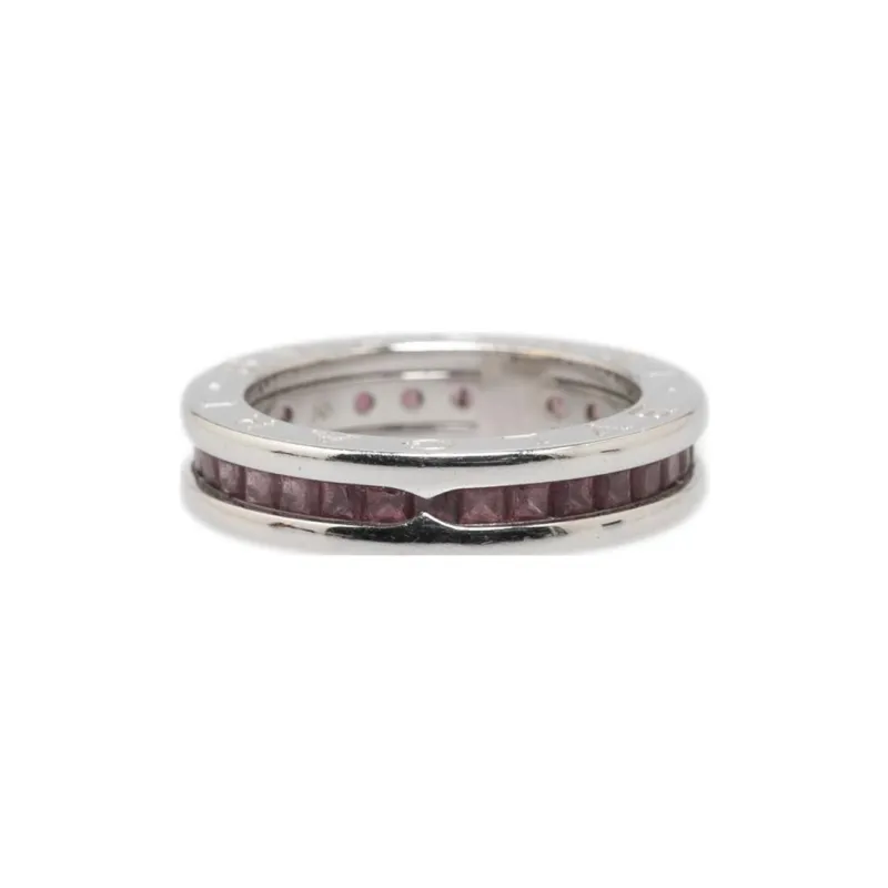 BVLGARI 20th Century 18K White Gold Garnet B.Zero1 1 Band Ring-0