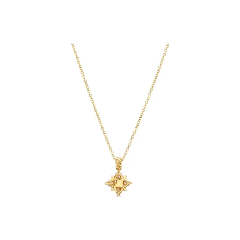 David Yurman 18kt Yellow Gold Modern Renaissance Pyramid Diamond Pendant Necklace 1.1mm-1