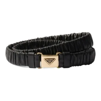 PRADA Leather Leather Belts Women's Black Width: 2CM