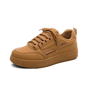 HUANQIU Non slip Lightweight Low Top Skateboard Shoes Men's Brown
