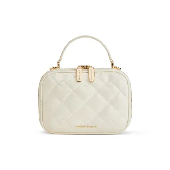 CHARLES&KEITH PU Polyurethane Camera Bag Handbag, Crossbody Bag Small Size Women's Black/Milk White/Wine Red/Gray