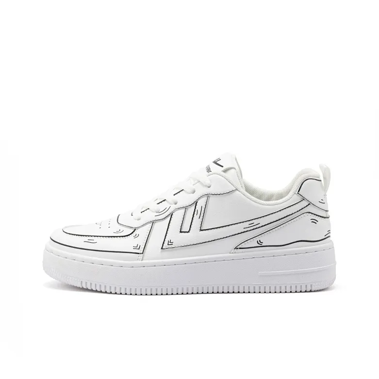 Warrior Coverage Impact Resistance Wear Resistant Low Top Skateboard Shoes Women's White Black Lines-0