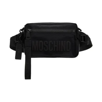 MOSCHINO Nylon One Shoulder Crossbody Sling Bags Men's Black