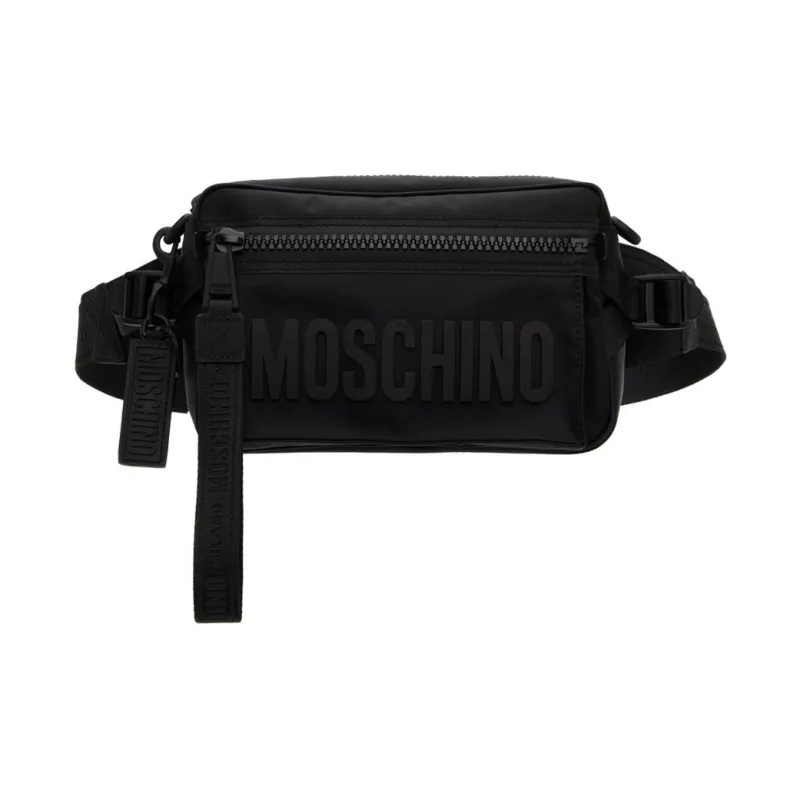 MOSCHINO Nylon One Shoulder Crossbody Sling Bags Men's Black-0