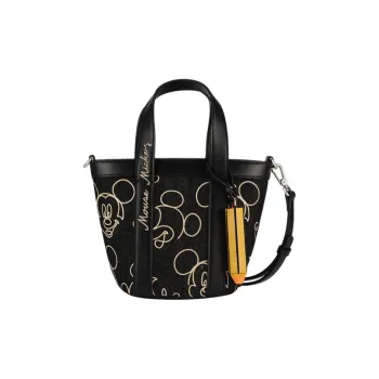 AJIDOU Disney Collaboration Mickey Series Fabric Shoulder Bag, Crossbody Bag, Handbag Large Size Women's Black