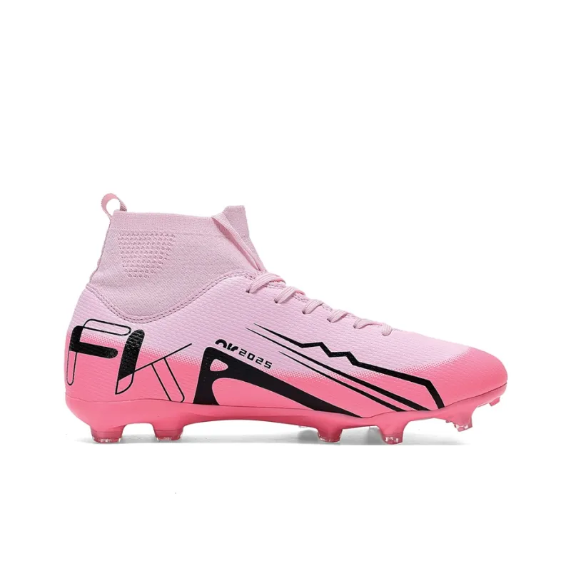 LaLapig Durable Lightweight Cushioning High Top Kids' Soccer Shoes Pink Teenagers-1