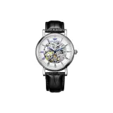 Silver Case White Dial Black Strap