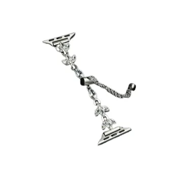 Warbler Dew Compatible With Apple Watch S9/S8/SE/7/6/5/4/3 Three-Leaf Diamond Chain Strap