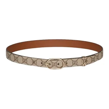 GUCCI Leather Belts Women's Light Gold Width 2.5CM