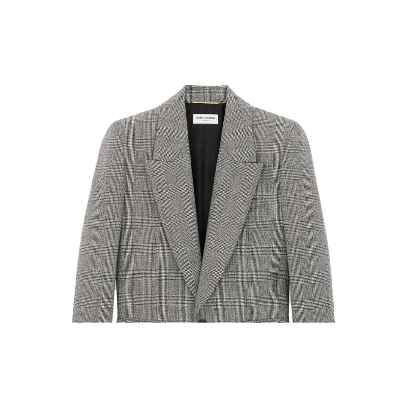SAINT LAURENT Prince Of Wales Motif Single-Breasted Jacket-2