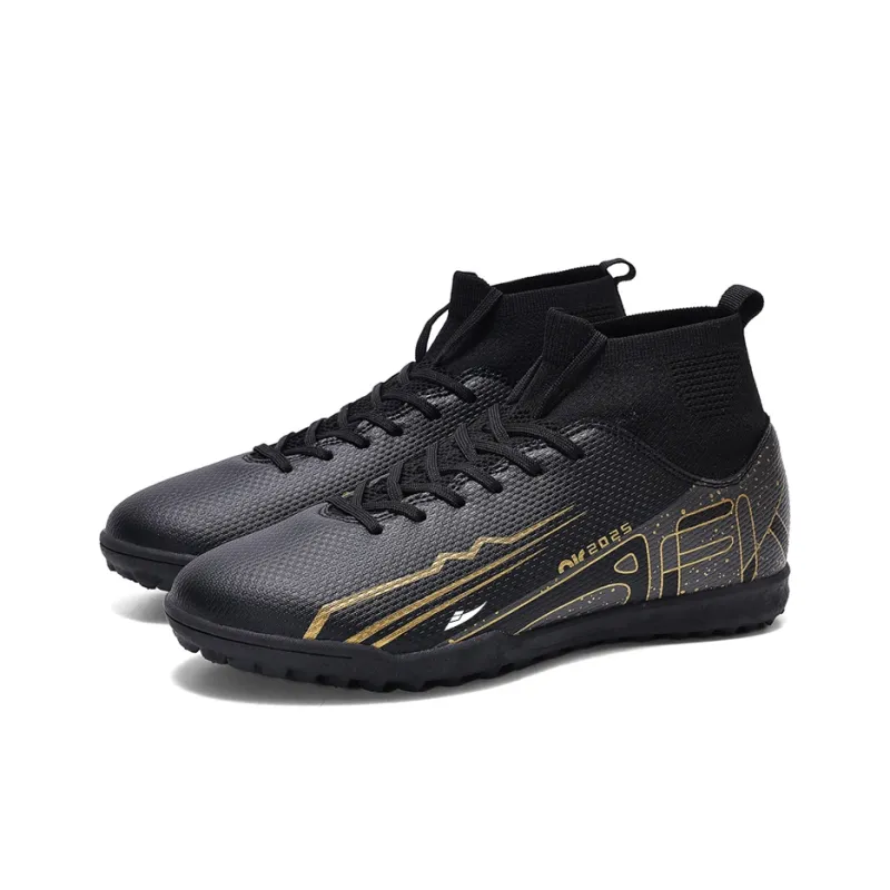 Kuding Soccer Shoes Unisex High Top Pink/Black/Beige-12