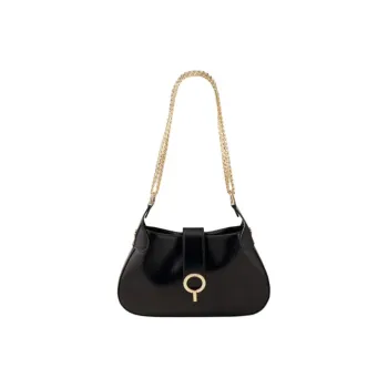 Sandro Cow Leather Shoulder Bag Small Size Women's Black