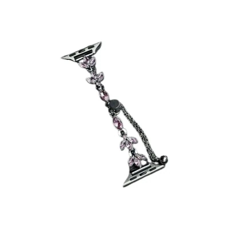 Warbler Dew Compatible With Apple Watch S9/S8/SE/7/6/5/4/3 Three-Leaf Diamond Chain Strap-12