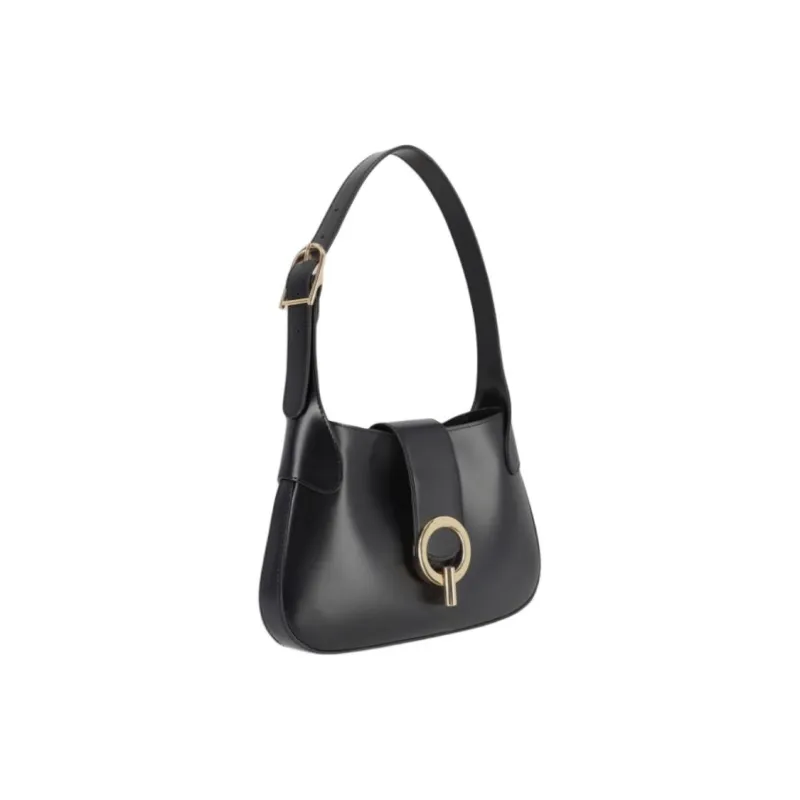 Sandro Cow Leather Handbag Shoulder Bag Medium Size Women's Black-1