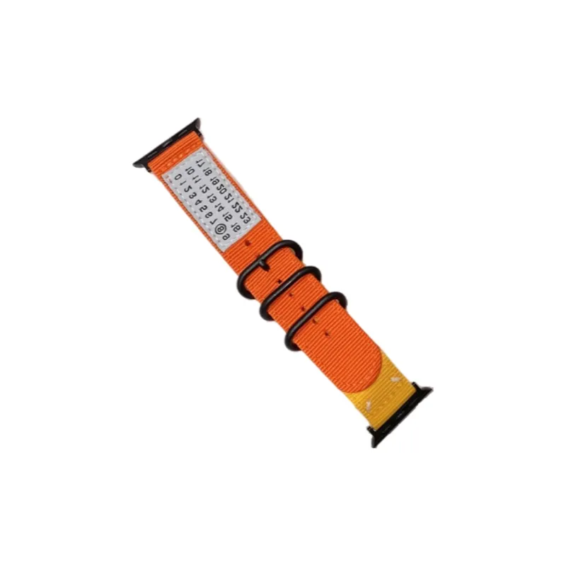 Warbler Dew Compatible With Apple Watch S9/S8/SE/7/6/5/4/3 Numbers Nylon Triple Ring Canvas Strap-4
