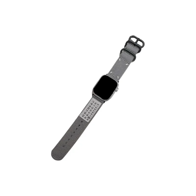 Warbler Dew Compatible With Apple Watch S9/S8/SE/7/6/5/4/3 Numbers Nylon Triple Ring Canvas Strap-6