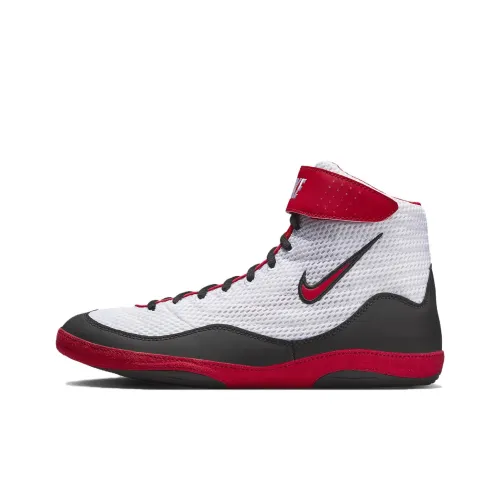 Nike Inflict Anti Slip Wear Resistant High Top Training Shoes Unisex White Black Red