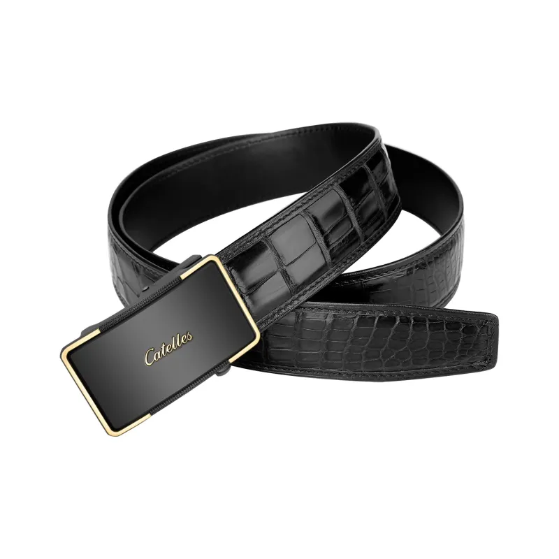 CATELLES Crocodile Leather Leather Belts Men's 3.5cm-2