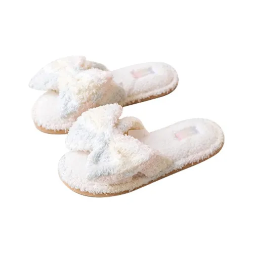 Art Plush Material Soft Comfortable Fine-Grained Gradient Bowknot Slippers Home Slippers For Women's