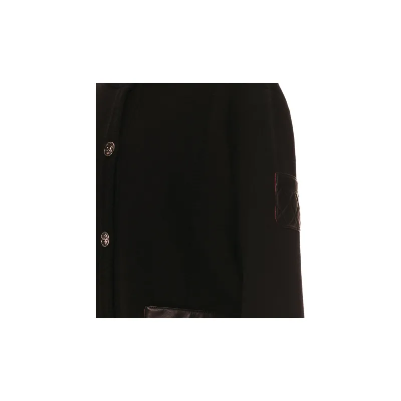 CHANEL 24 Fall Winter Leather Jacket Women's Black-2