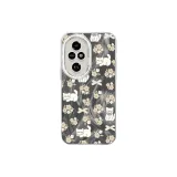 Silver-Floral White Cat Black