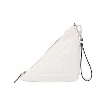 PRADA Nappa Sheepskin Clutch Women's White