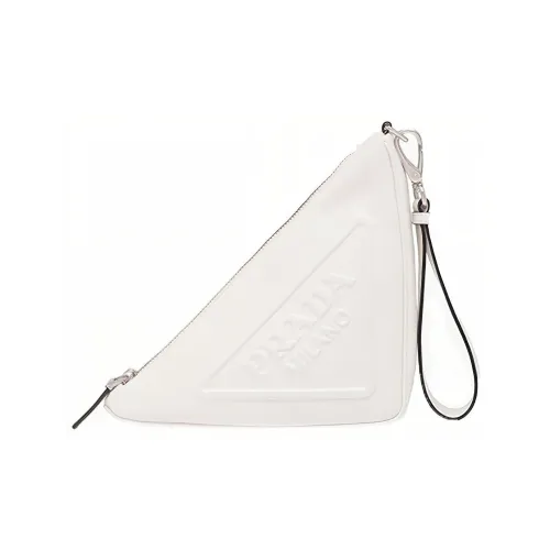 PRADA Nappa Sheepskin Clutch Women's White