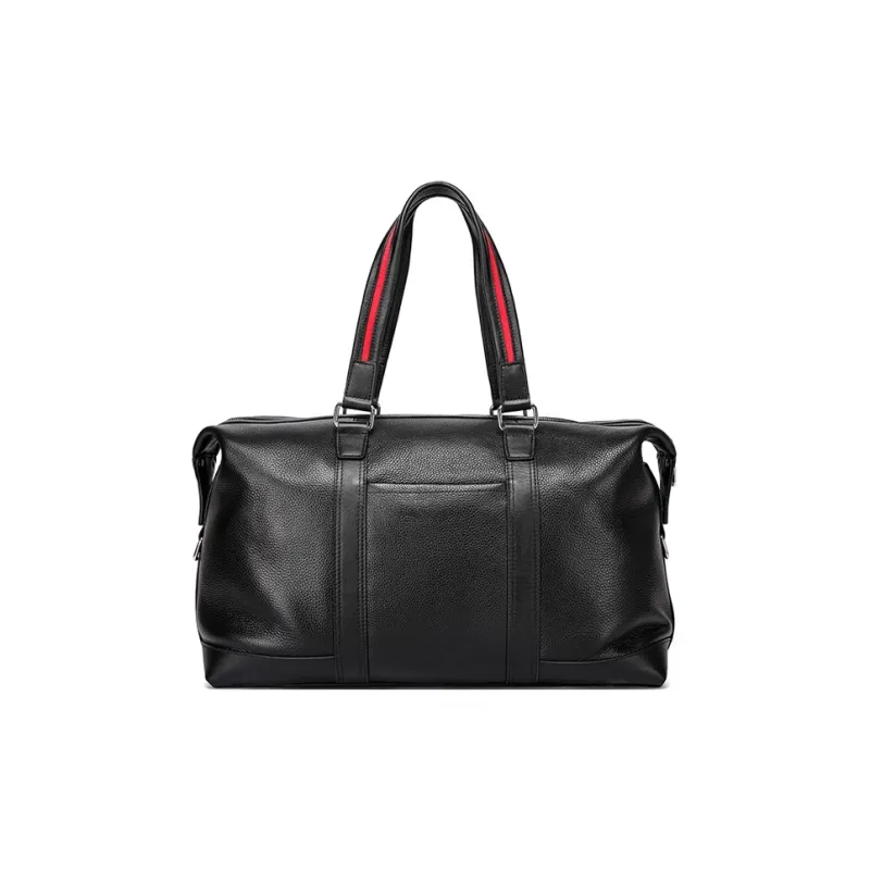 FAIRWHALE Top Grain Cow Leather Travel Bag Handbag Crossbody Bag Luggage Bag Regular Men's Black-3