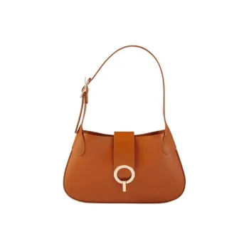 Sandro Cow Leather Handbag Shoulder Bag Medium Size Women's Caramel
