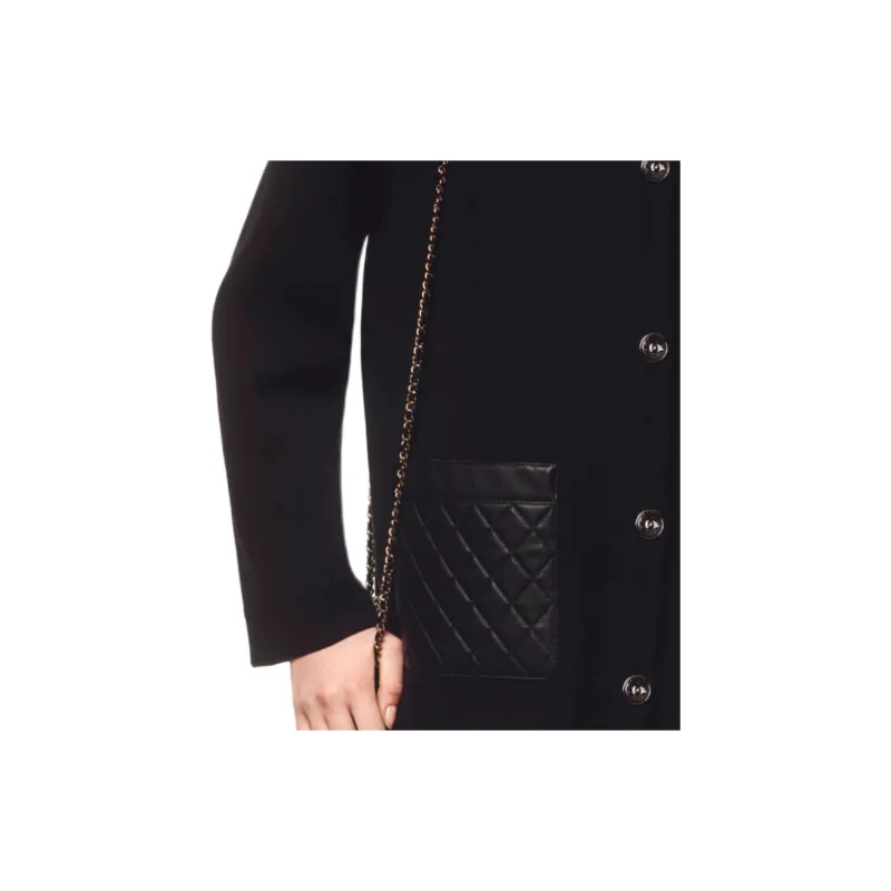CHANEL 24 Fall Winter Leather Jacket Women's Black-5