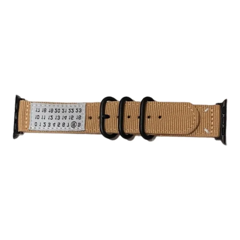 Warbler Dew Compatible With Apple Watch S9/S8/SE/7/6/5/4/3 Numbers Nylon Triple Ring Canvas Strap-11