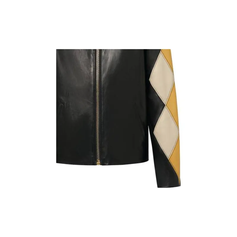 LOUIS VUITTON Harlequin Sleeve Leather Jacket-5
