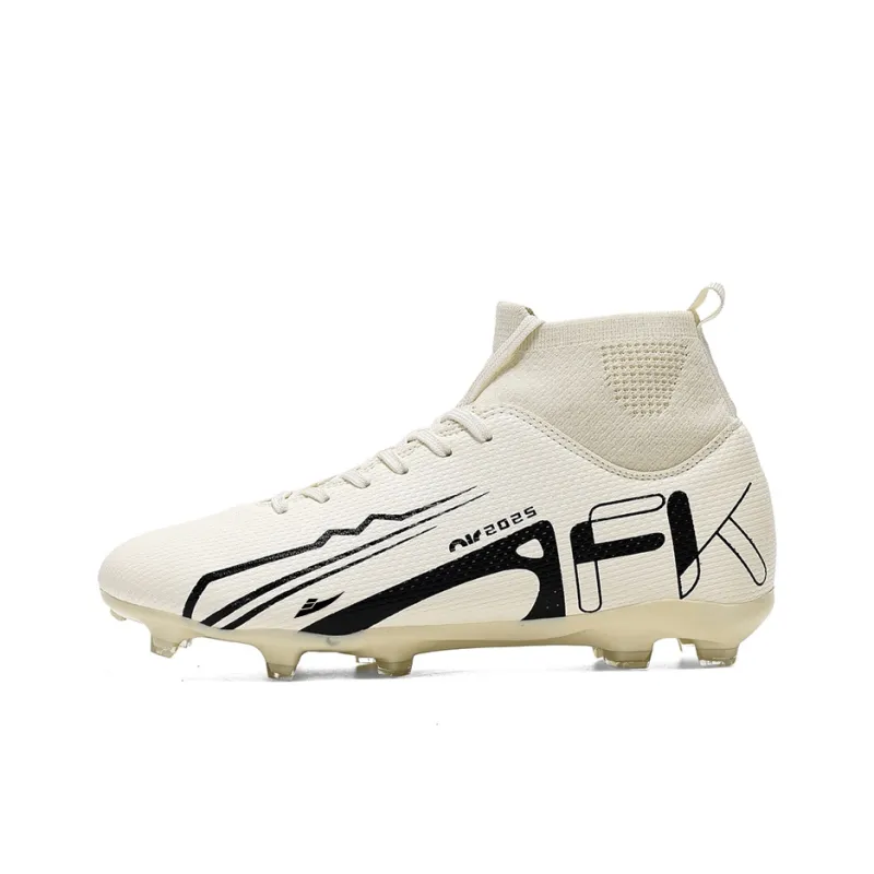 Kuding Soccer Shoes Unisex High Top Pink/Black/Beige-6