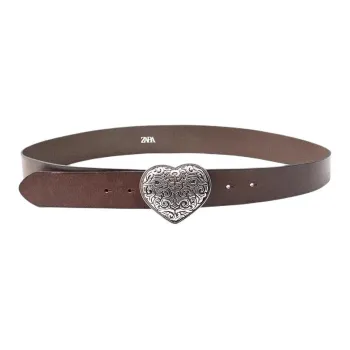 ZARA Leather Leather Belts Women's Brown Width: 4cm