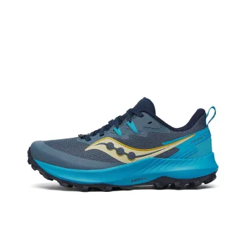 Saucony PEREGRINE 14 Anti Slip Wear Resistant Low Top Trail Running Shoes Women's Gray Blue