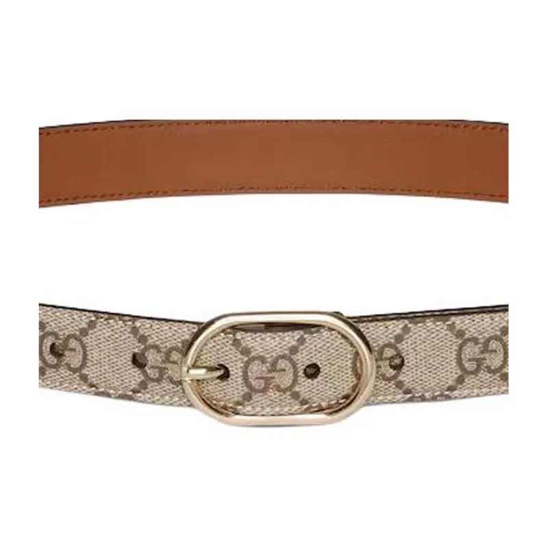 GUCCI Leather Belts Women's Light Gold Width 2.5CM-1