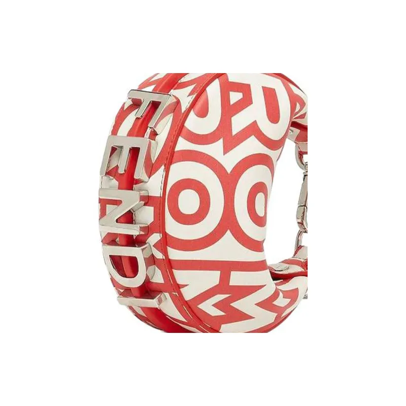 FENDI Fendigraphy Calfskin Crescent Bag Handbag Wrist Bag Extra Mini Women's Red/White-2