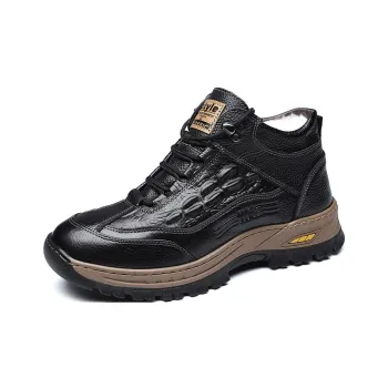 MODENGPAN Anti Slip Wear Resistant Mid Top Casual Shoes Men's Black