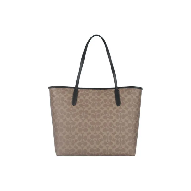 COACH PVC Tote Bag Shopping Bag Handbag Women's Khaki Color Blocking-3