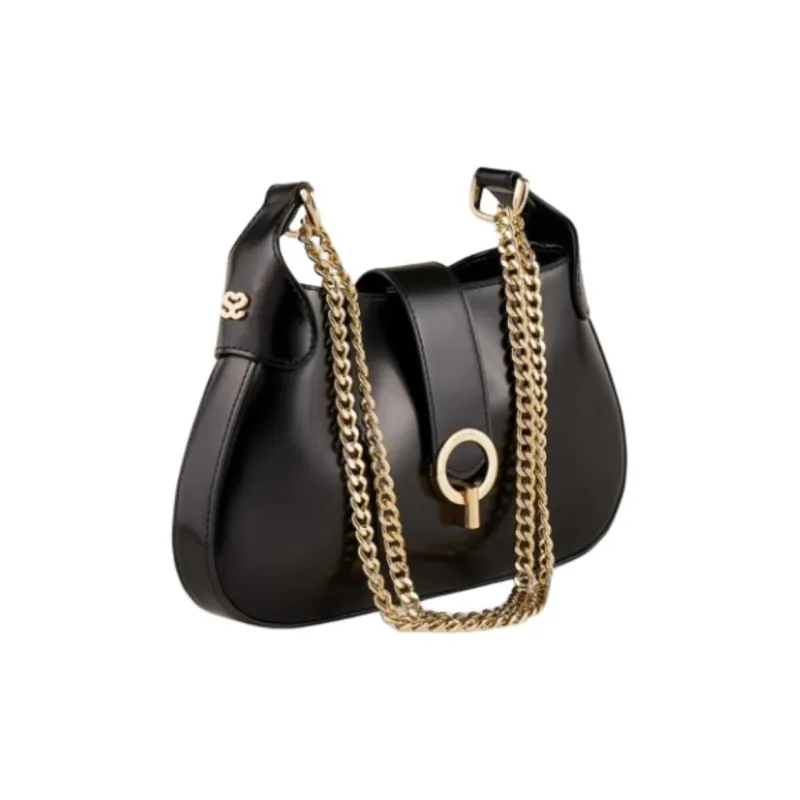 Sandro Cow Leather Shoulder Bag Small Size Women's Black-1