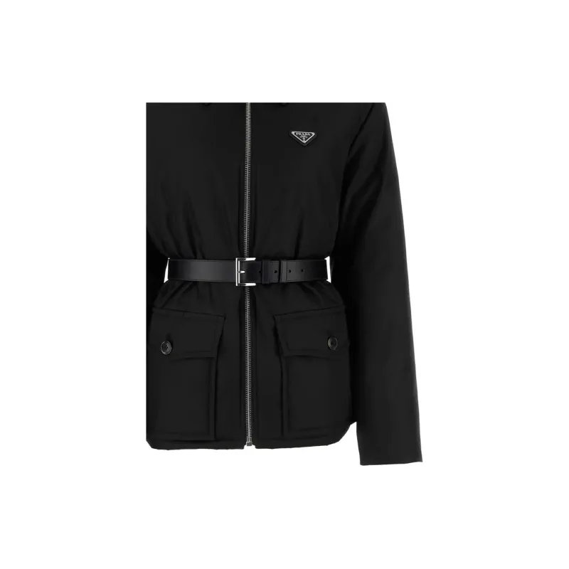PRADA Logo Plaque Belt Detailed Jacket-7
