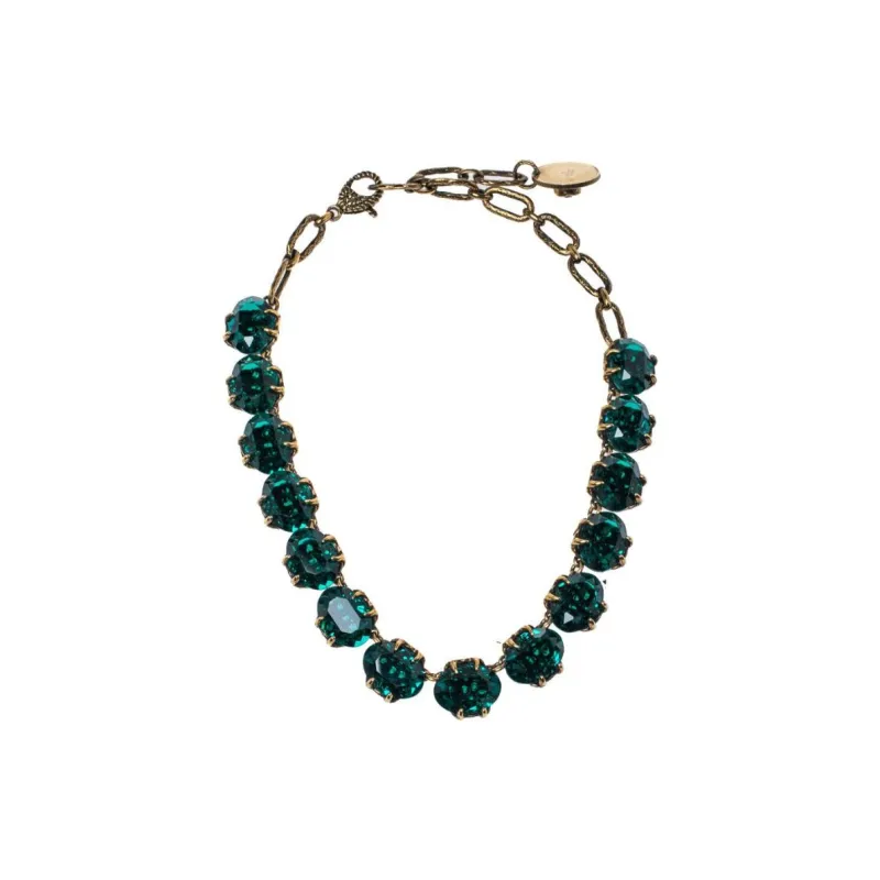 GUCCI Metal Crystal Necklaces Women's Gold-1