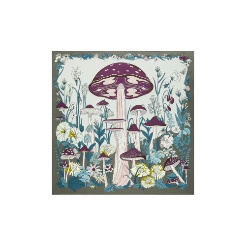 TORY BURCH Mulberry Silk Silk Scarves Unisex Multicolor