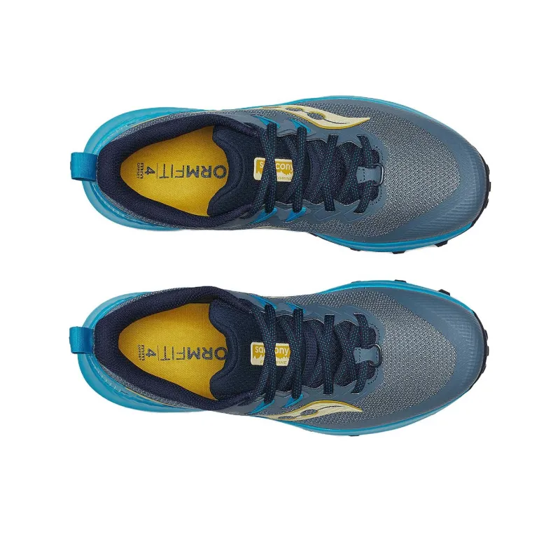 Saucony PEREGRINE 14 Anti Slip Wear Resistant Low Top Trail Running Shoes Women's Gray Blue-3